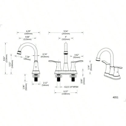 Bathroom Faucet Brushed Nickel, 4 2 - Handle centerset basin faucet with - up Drain Supply Lines 11