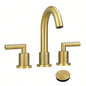 Gold Bathroom Faucet 2 Handle 8 Inch Bathroom Sink Faucets Stainless Steel 3 Hole Widespread with Up Drain and Supply Hoses, Brushed Gold