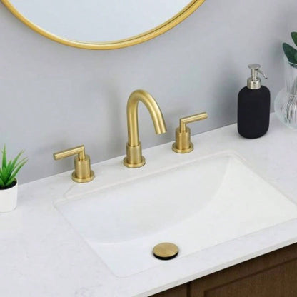 Gold Bathroom Faucet 2 Handle 8 Inch Bathroom Sink Faucets Stainless Steel 3 Hole Widespread with Up Drain and Supply Hoses, Brushed Gold