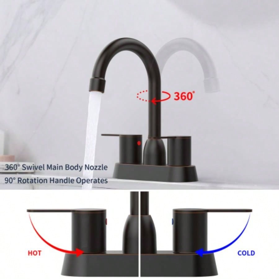 2 Handles Bathroom Sink Faucet, Oil Rubbed Bronze Centerset RV Bathroom Faucets 2/3 Hole