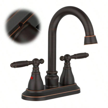 Bathroom Faucet Oil Rubbed Bronze 360 Degree High Swivel Spout 4 Inches Centerset Vanity Faucet Modern Bathroom Faucets 3 Holes Lavatory Faucet NOT INCULED Drain