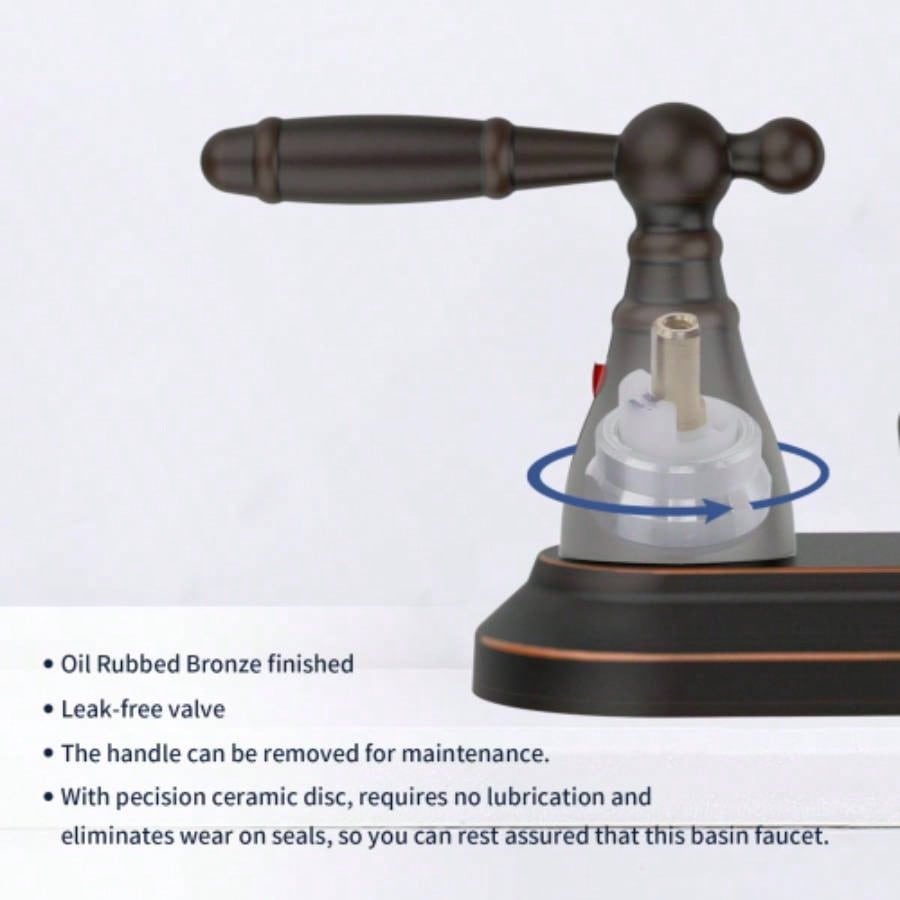 Bathroom Faucet Oil Rubbed Bronze 360 Degree High Swivel Spout 4 Inches Centerset Vanity Faucet Modern Bathroom Faucets 3 Holes Lavatory Faucet NOT INCULED Drain