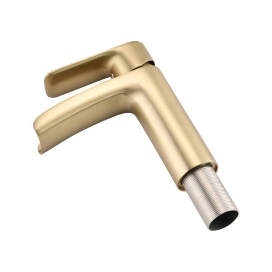 Waterfall Bathroom Faucet Single Handle Bathroom Sink Faucets 1 or 3 Hole Solid Vanity Faucet with Deck Plate Overflow Up Drain Brushed Nickel