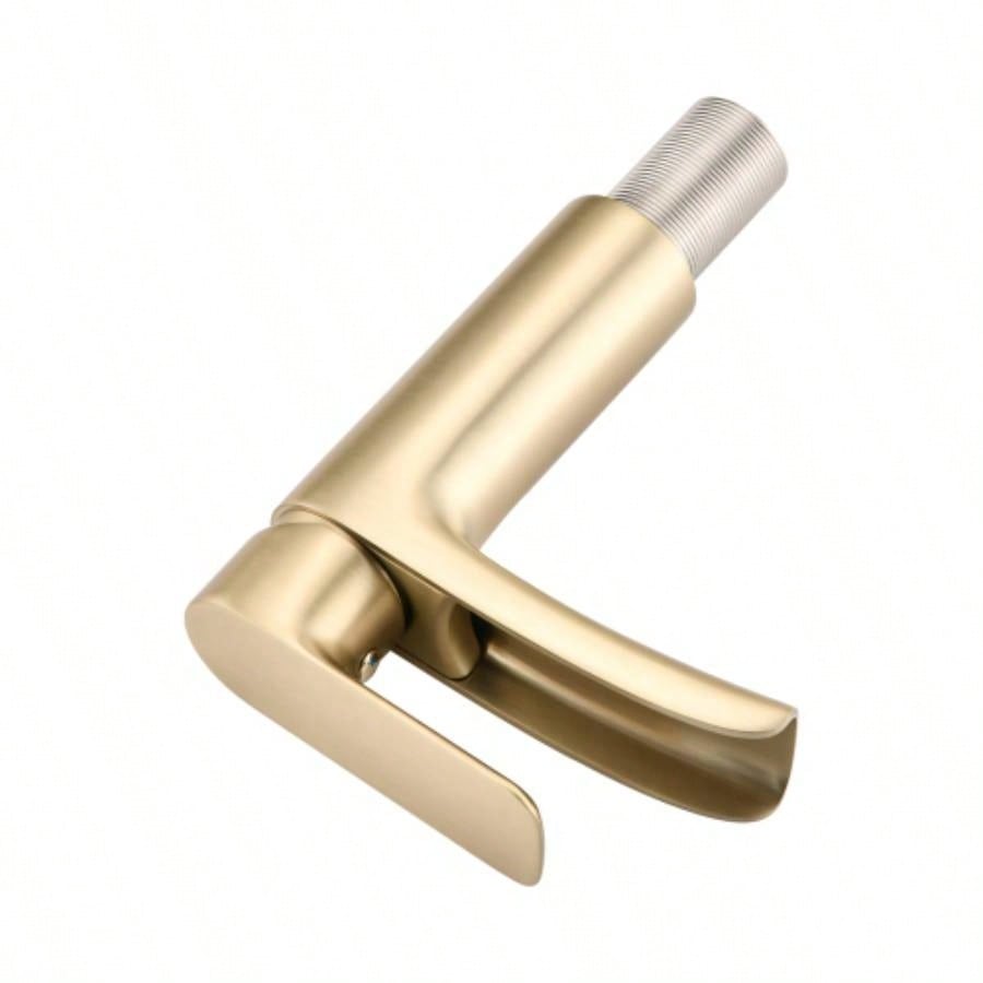 Waterfall Bathroom Faucet Single Handle Bathroom Sink Faucets 1 or 3 Hole Solid Vanity Faucet with Deck Plate Overflow Up Drain Brushed Nickel