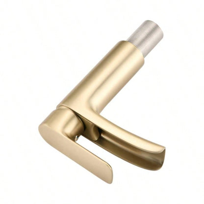 Waterfall Bathroom Faucet Single Handle Bathroom Sink Faucets 1 or 3 Hole Solid Vanity Faucet with Deck Plate Overflow Up Drain Brushed Nickel