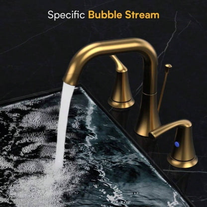 Bathroom Faucet 3 Hole - Bathroom Sink Faucet 2 - Handle 3 - Hole, Brushed Gold Widespread 8 Inch Bathroom Faucet with Up Drain Assembly, Lavatory Bathroom Vanity Sink Faucet, Lead -