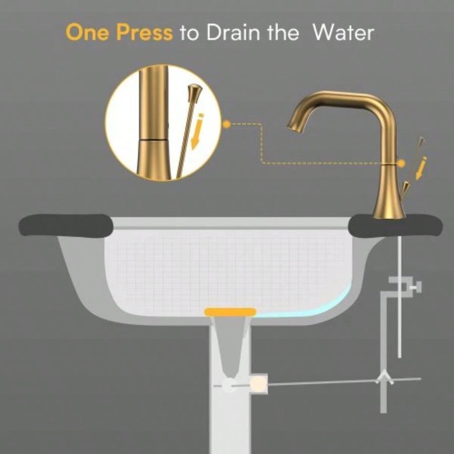 Bathroom Faucet 3 Hole - Bathroom Sink Faucet 2 - Handle 3 - Hole, Brushed Gold Widespread 8 Inch Bathroom Faucet with Up Drain Assembly, Lavatory Bathroom Vanity Sink Faucet, Lead -