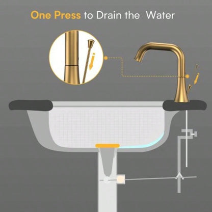Bathroom Faucet 3 Hole - Bathroom Sink Faucet 2 - Handle 3 - Hole, Brushed Gold Widespread 8 Inch Bathroom Faucet with Up Drain Assembly, Lavatory Bathroom Vanity Sink Faucet, Lead -