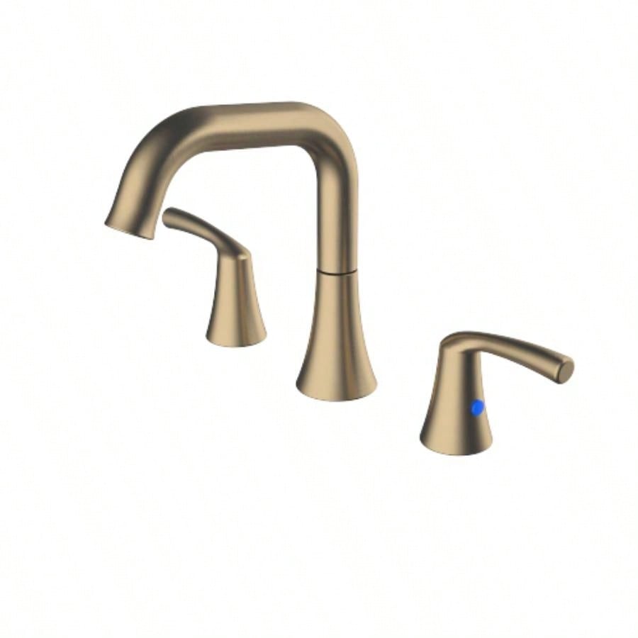 Bathroom Faucet 3 Hole - Bathroom Sink Faucet 2 - Handle 3 - Hole, Brushed Gold Widespread 8 Inch Bathroom Faucet with Up Drain Assembly, Lavatory Bathroom Vanity Sink Faucet, Lead -