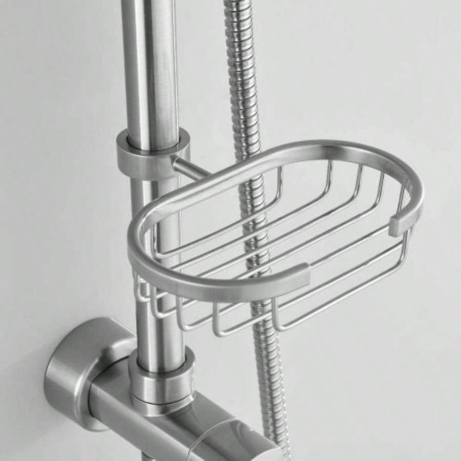 Shower System with Rain Showerhead, 5 - Function Hand Shower, Adjustable Slide Bar and Soap Dish Bathroom Shower Faucet Set, Brushed Nickel