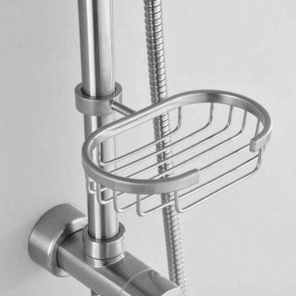 Shower System with Rain Showerhead, 5 - Function Hand Shower, Adjustable Slide Bar and Soap Dish Bathroom Shower Faucet Set, Brushed Nickel
