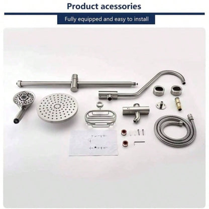 Shower System with Rain Showerhead, 5 - Function Hand Shower, Adjustable Slide Bar and Soap Dish Bathroom Shower Faucet Set, Brushed Nickel