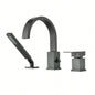 Waterfall Bathtub Faucet with Sprayer, 3 - Hole Roman Tub Filler with Hand Shower Deck Mount Waterfall Tub Spout Set