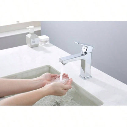 Single Hole Bathroom Faucet, Laundry Vanity Sink Faucet with Two 9/16 Hoses