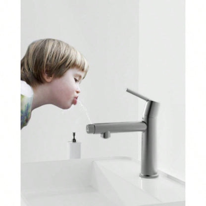 Gun Gray Single Handle Bathroom Faucet 1 or 3 Holes, Fountain and Flow Mode Two - in - one function, Deck Mount Laundry Vanity Sink Faucet with Two 9/16 Hoses