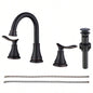 2 - Handle 8 inch Widespread Bathroom Sink Faucet Brushed Gold Lavatory Faucet 3 Hole 360 Swivel Spout Vanity Sink Basin Faucets 3007B - NA