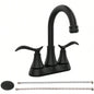 Bathroom Faucet Brushed Gold with - up Drain Supply Hoses 2 - Handle 360 Degree High Swivel Spout Centerset 4 Inch Vanity Sink Faucet