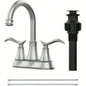 Bathroom Faucet Brushed Gold with - up Drain Supply Hoses 2 - Handle 360 Degree High Swivel Spout Centerset 4 Inch Vanity Sink Faucet