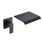 Wall Mount Bathtub Faucet Matte Black Single Handle Modern Bathroom Sink Faucet with Rough in High Flow Filler Waterfall Tub Spout