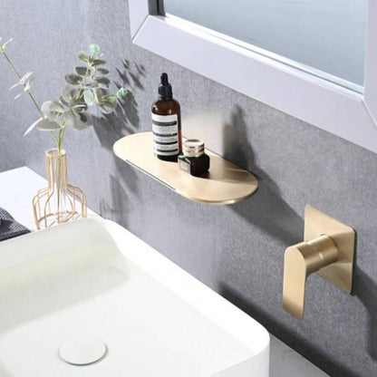 Wall Mount Bathtub Faucet Brushed Gold Single Handle Modern Bathroom Sink Faucet with Rough in High Flow Filler Waterfall Tub Spout