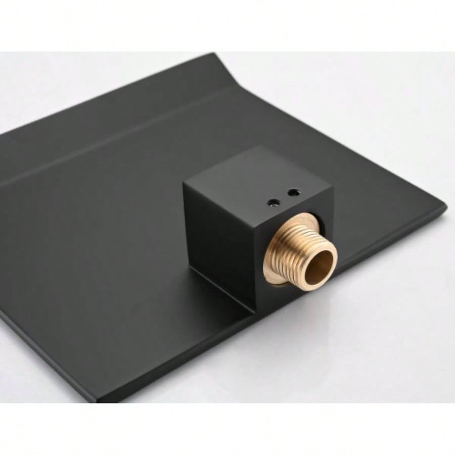 Wall Mount Bathtub Faucet Matte Black Single Handle Modern Bathroom Sink Faucet with Rough in High Flow Filler Waterfall Tub Spout