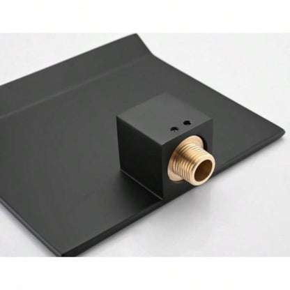 Wall Mount Bathtub Faucet Matte Black Single Handle Modern Bathroom Sink Faucet with Rough in High Flow Filler Waterfall Tub Spout