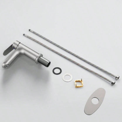 Brushed Nickel Single Handle Bathroom Faucet with Deck 1 or 3 Holes, Laundry Vanity Sink Faucet with Two 9/16 Hoses