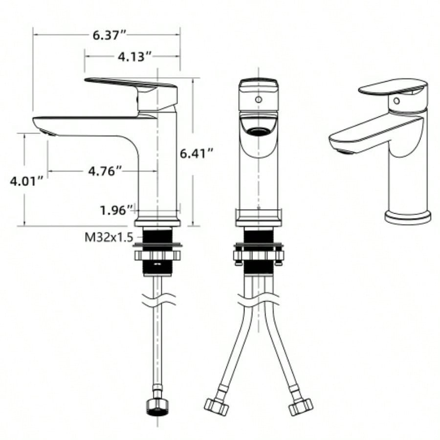 Brushed Nickel Single Handle Bathroom Faucet with Deck 1 or 3 Holes, Laundry Vanity Sink Faucet with Two 9/16 Hoses