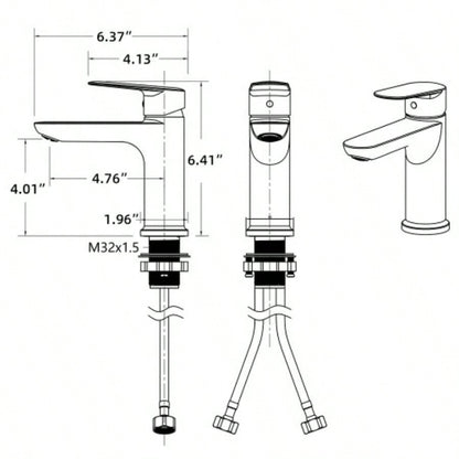 Brushed Nickel Single Handle Bathroom Faucet with Deck 1 or 3 Holes, Laundry Vanity Sink Faucet with Two 9/16 Hoses
