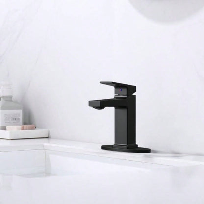 Matte Black Single Handle Bathroom Faucet with Deck 1 or 3 Holes, Laundry Vanity Sink Faucet with Two 9/16 Hoses
