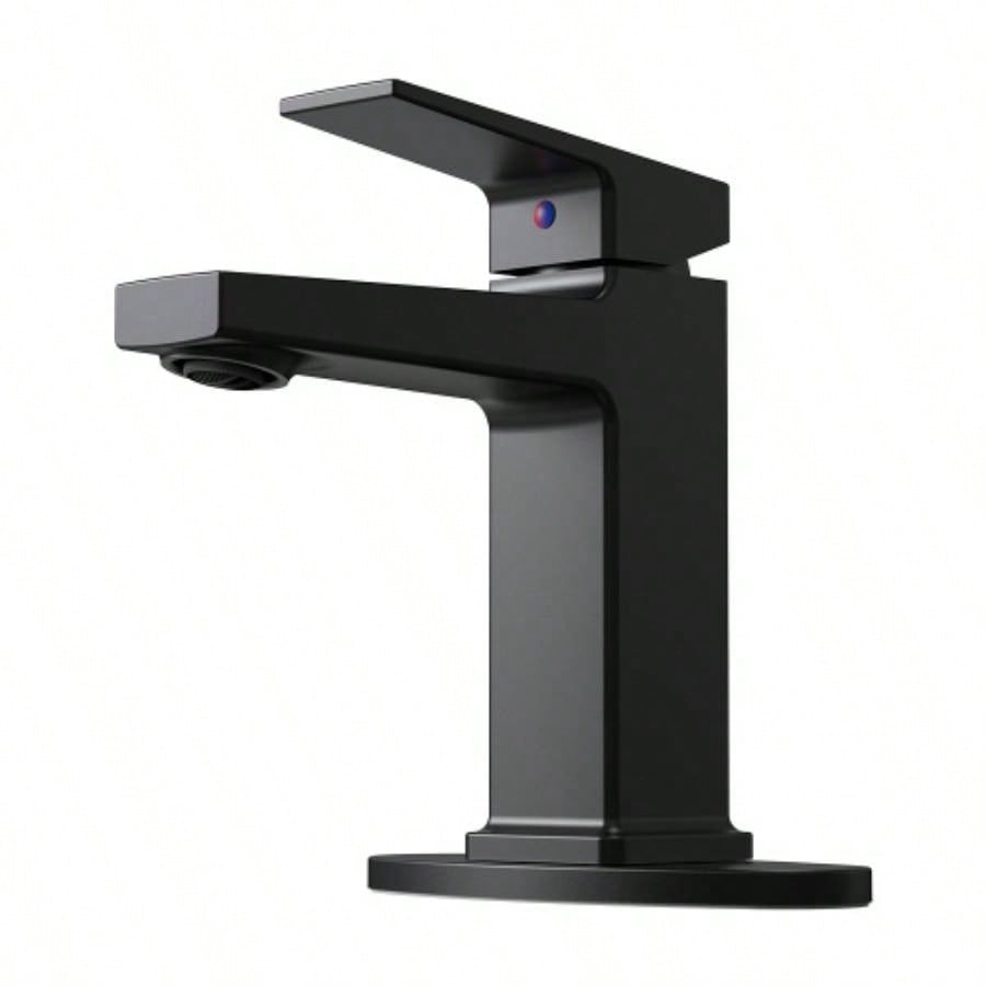 Matte Black Single Handle Bathroom Faucet with Deck 1 or 3 Holes, Laundry Vanity Sink Faucet with Two 9/16 Hoses