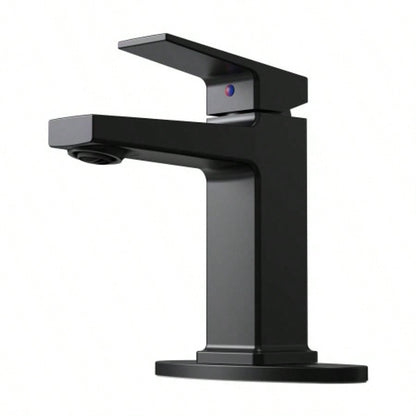 Matte Black Single Handle Bathroom Faucet with Deck 1 or 3 Holes, Laundry Vanity Sink Faucet with Two 9/16 Hoses