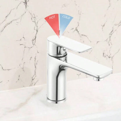 Single Handle Lavatory Basin Sink Faucet - Brass Bathroom Sink Faucet Hot and Cold