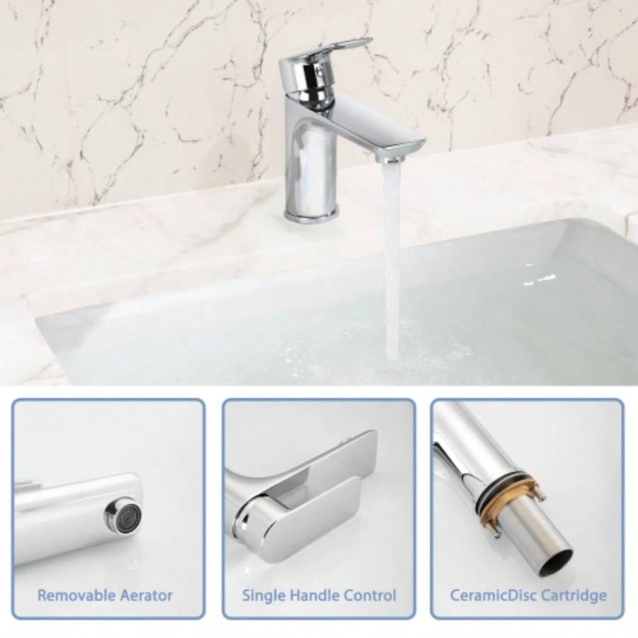 Single Handle Lavatory Basin Sink Faucet - Brass Bathroom Sink Faucet Hot and Cold