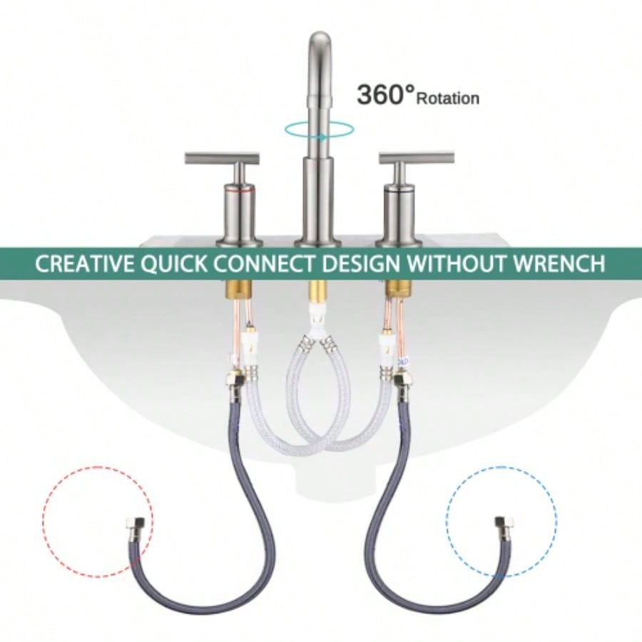 8 in. Widespread Double Handle Bathroom Faucet with Up Drain in Brushed Nickel