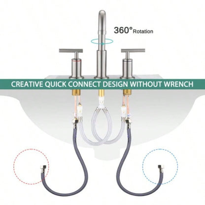 8 in. Widespread Double Handle Bathroom Faucet with Up Drain in Brushed Nickel