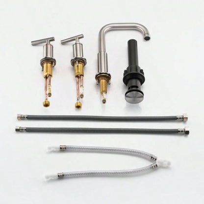 8 in. Widespread Double Handle Bathroom Faucet with Up Drain in Brushed Nickel