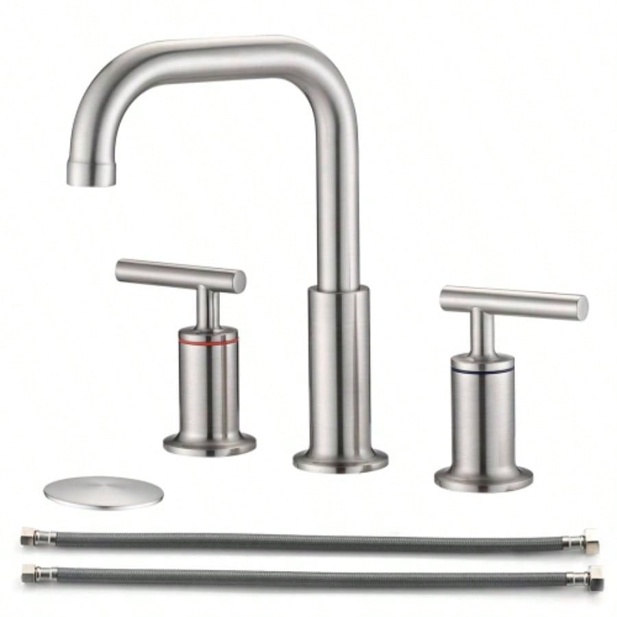 8 in. Widespread Double Handle Bathroom Faucet with Up Drain in Brushed Nickel