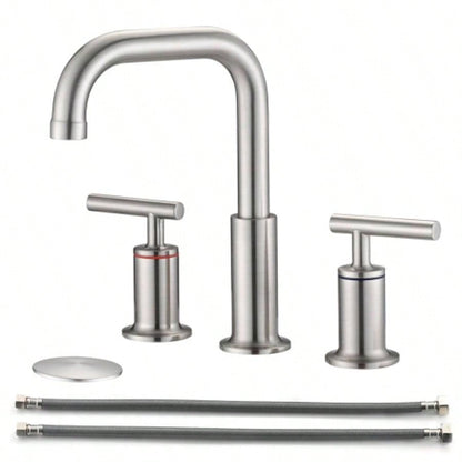 8 in. Widespread Double Handle Bathroom Faucet with Up Drain in Brushed Nickel