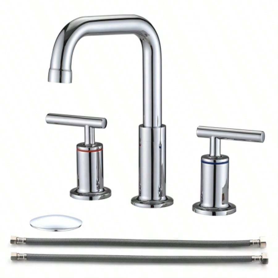 8 in. Widespread Double Handle Bathroom Faucet with Up Drain in Brushed Nickel