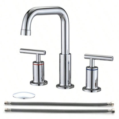 8 in. Widespread Double Handle Bathroom Faucet with Up Drain in Brushed Nickel