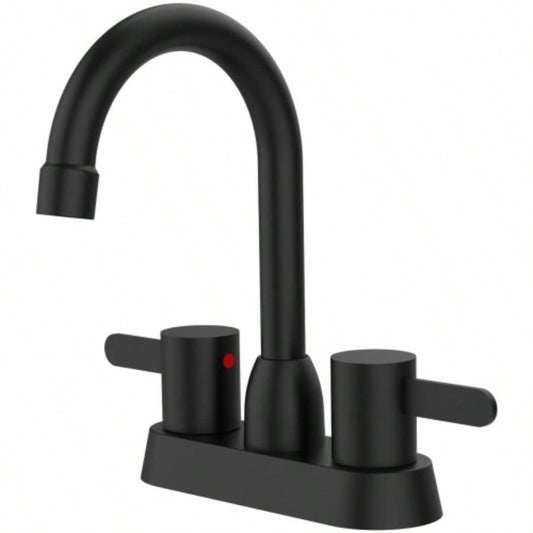 2 Handles Bathroom Sink Faucet, Matte Black Centerset RV Bathroom Faucets 3 Hole