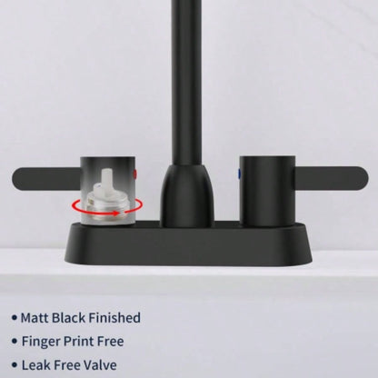 2 Handles Bathroom Sink Faucet, Matte Black Centerset RV Bathroom Faucets 3 Hole