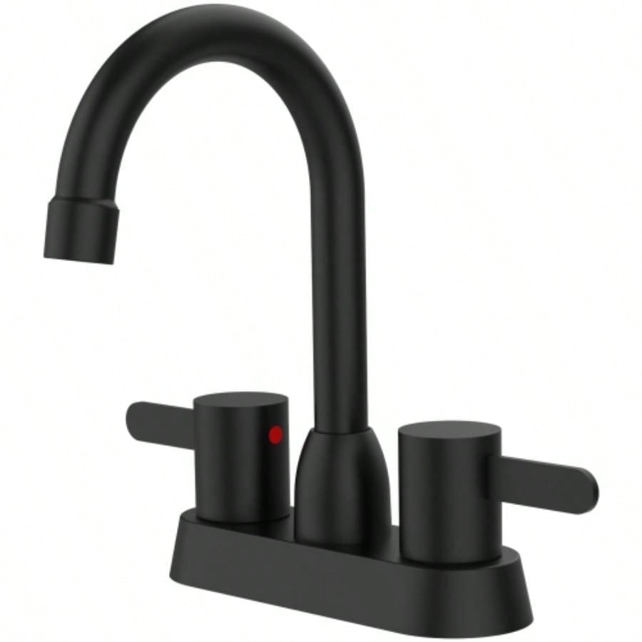 2 Handles Bathroom Sink Faucet, Matte Black Centerset RV Bathroom Faucets 3 Hole