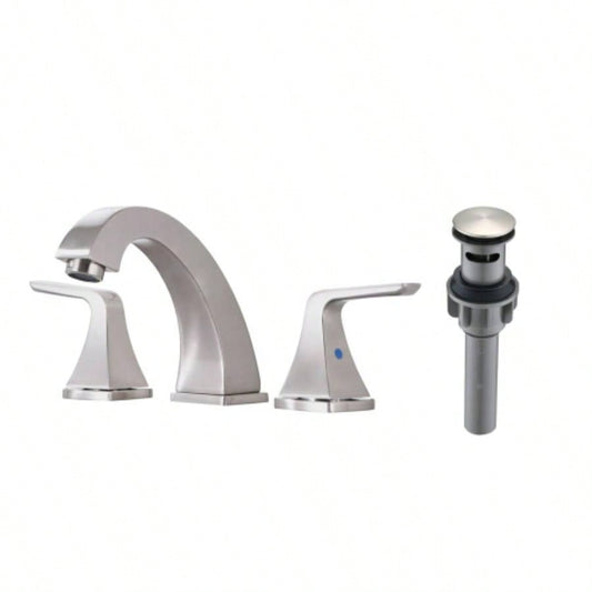 Widespread 2 Handles Bathroom Faucet with Up Sink Drain Brushed Nickel