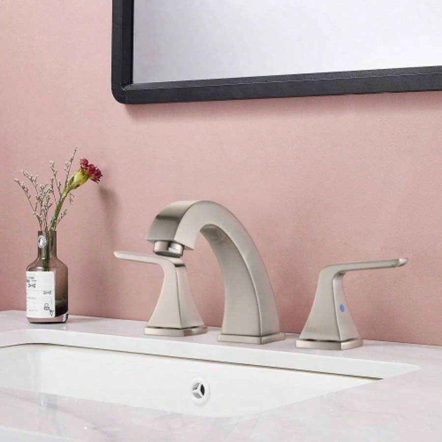 Widespread 2 Handles Bathroom Faucet with Up Sink Drain Brushed Nickel