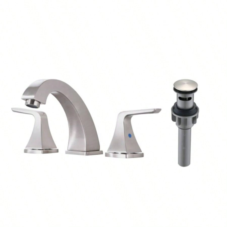 Widespread 2 Handles Bathroom Faucet with Up Sink Drain Brushed Nickel