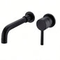 Wall Mount Single Handle Bathroom Sink Faucet, Curved Spout Design, Matte Black, Easy Installation