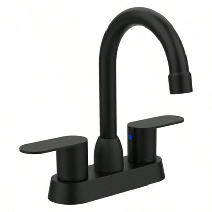 Bathroom Faucet Matte Black 2 - Handle Bathroom Sink Faucet 360 Degree High Swivel Spout Centerset 4 Inch Vanity Faucet RV Bathroom Faucet 2/3 Holes Lavatory Faucet