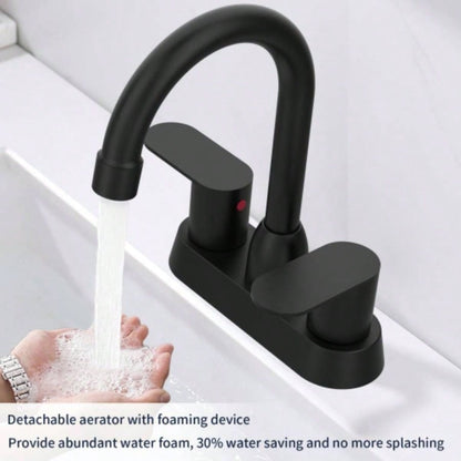 Bathroom Faucet Matte Black 2 - Handle Bathroom Sink Faucet 360 Degree High Swivel Spout Centerset 4 Inch Vanity Faucet RV Bathroom Faucet 2/3 Holes Lavatory Faucet